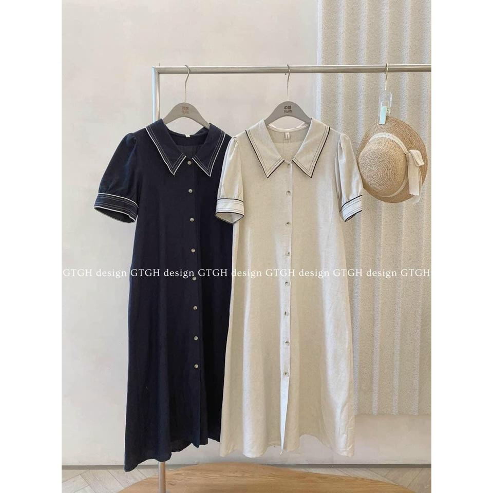 Váy bầu thời trang thiết kế sơ mi chất lụa hàn châu freesize từ 45 đến 70kg-đầm bầu mùa hè