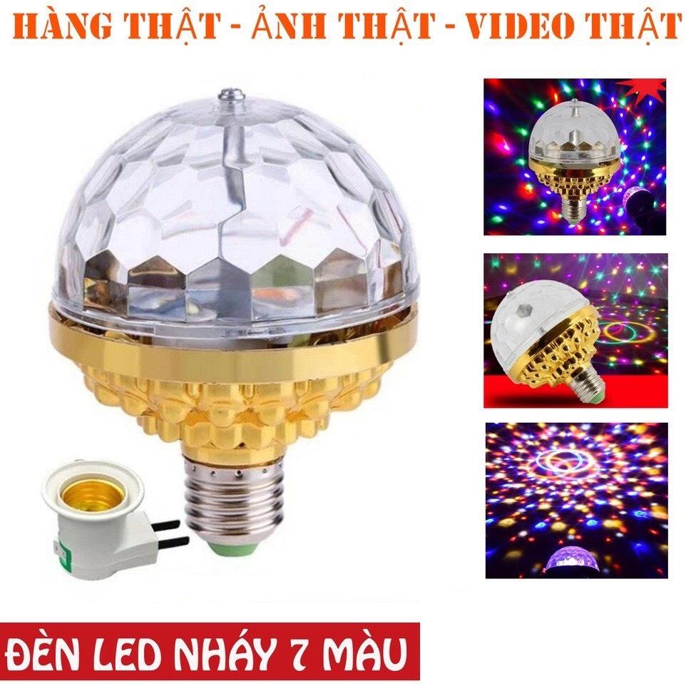 Đèn led xoay 7 màu cảm ứng theo nhạc, Tặng kèm đui xoay