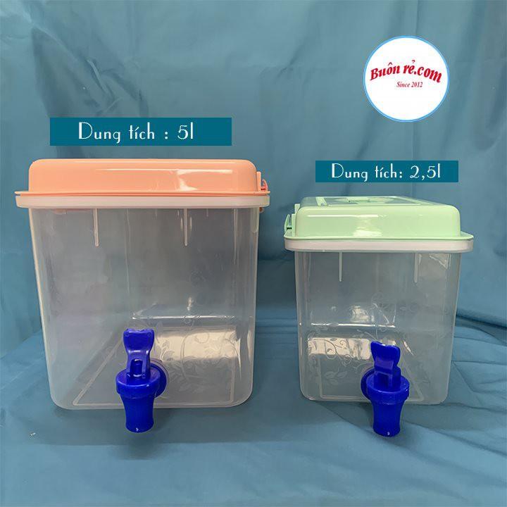 Bình đựng nước có vòi 2.5l, 5l Việt Nhật, Bình đựng nước trà, nước trái cây để trong tủ lạnh tiện lợi -br01376
