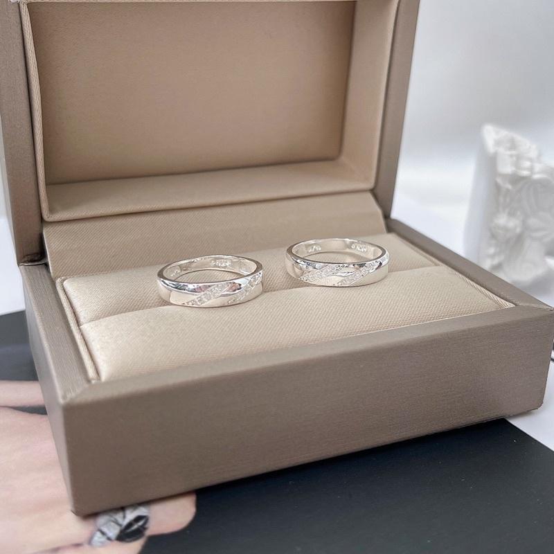 Nhẫn đôi bạc nhẫn cặp bạc khắc tên NC078 tình yêu nam nữ cao cấp - Cam kết chuẩn bạc
