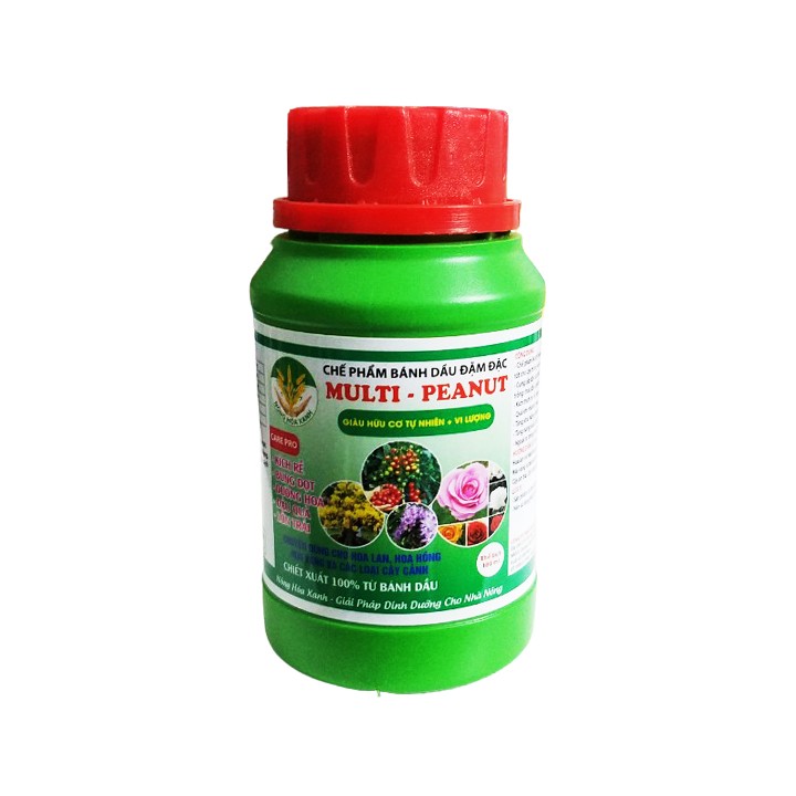 Chế phẩm bánh dầu đậm đặc Multi Peanut giúp kích rễ, bung đọt, dưỡng hoa cho hoa mai hoa lan hoa hồng chai 180ml
