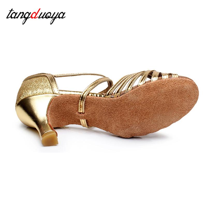 Phòng Khiêu Vũ Latin Giày Khiêu Vũ Cho Phụ Nữ Thực Hành Hiện Đại Salsa Giày Khiêu Vũ Nữ Giày Cao Gót 5/7 Cm Hiệu Suất Giày Khiêu Vũ Color: Indoor gold 7cm Shoe Size: 38