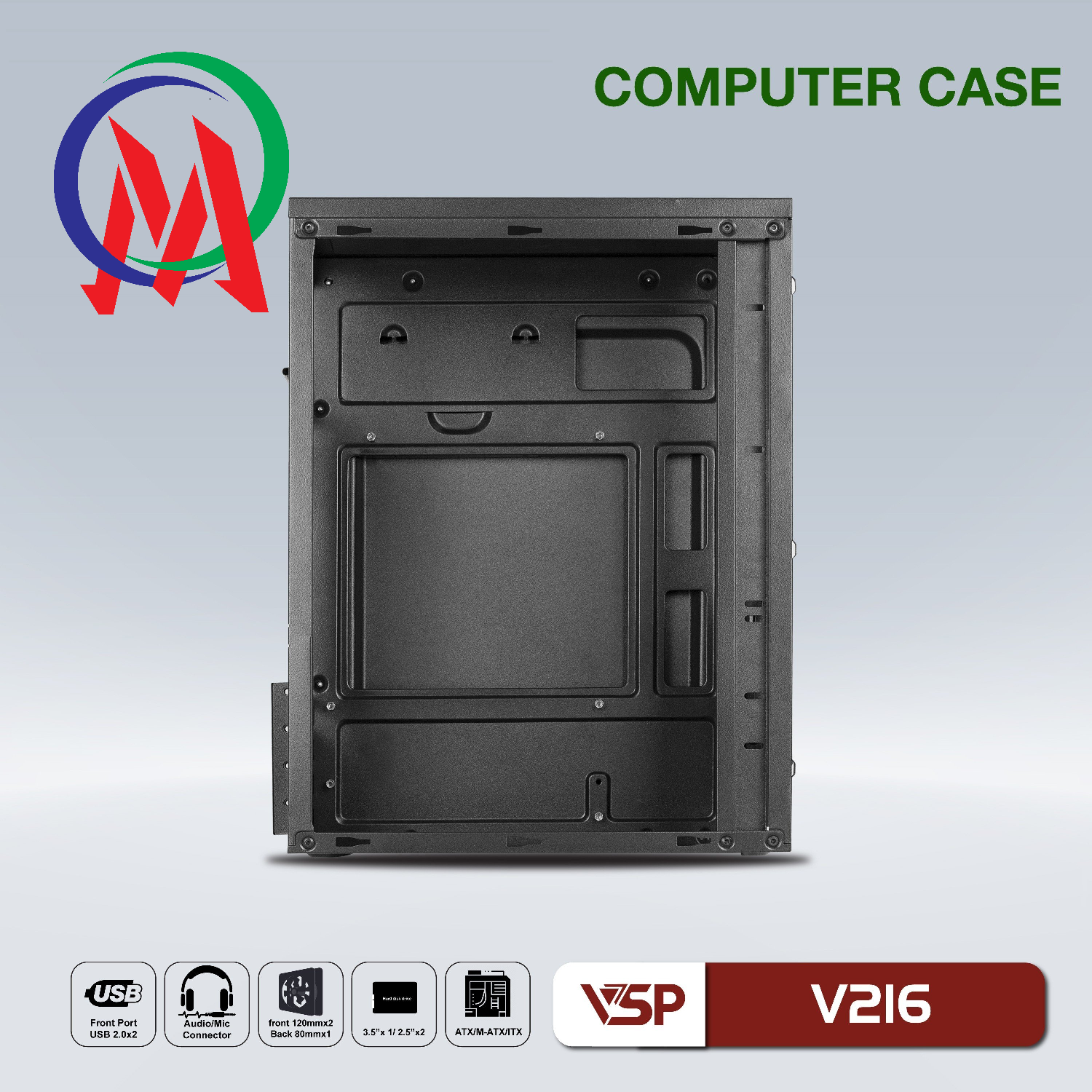 Vỏ Case Máy Tính VSP Home And Office V216 - MẶT TRƯỚC CÓ SẴN LED - Hàng Chính Hãng