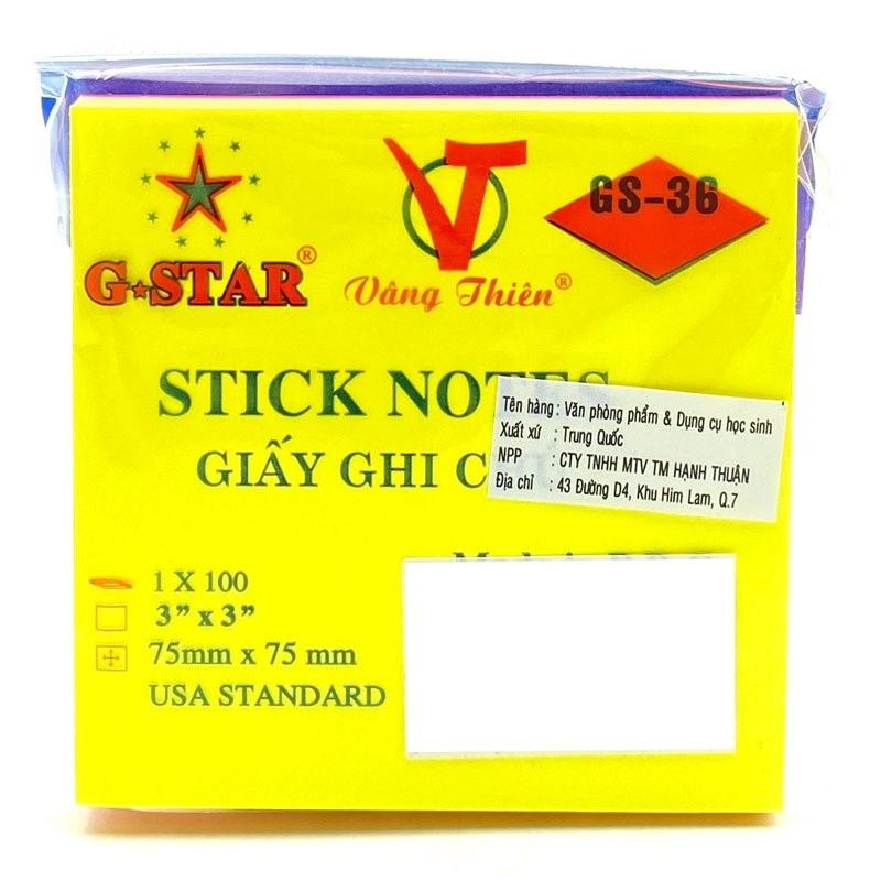 Giấy Note G-Star Nhiều Màu - 75 x 75mm