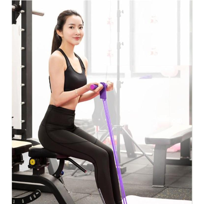 Dây Cao Su Tập Gym, Dây Kéo Đàn Hồi Kháng Lực 4 Ống Cao Su Đa Năng Tập Bụng, Thể Dục, Tập Gym Tại Nhà DK01