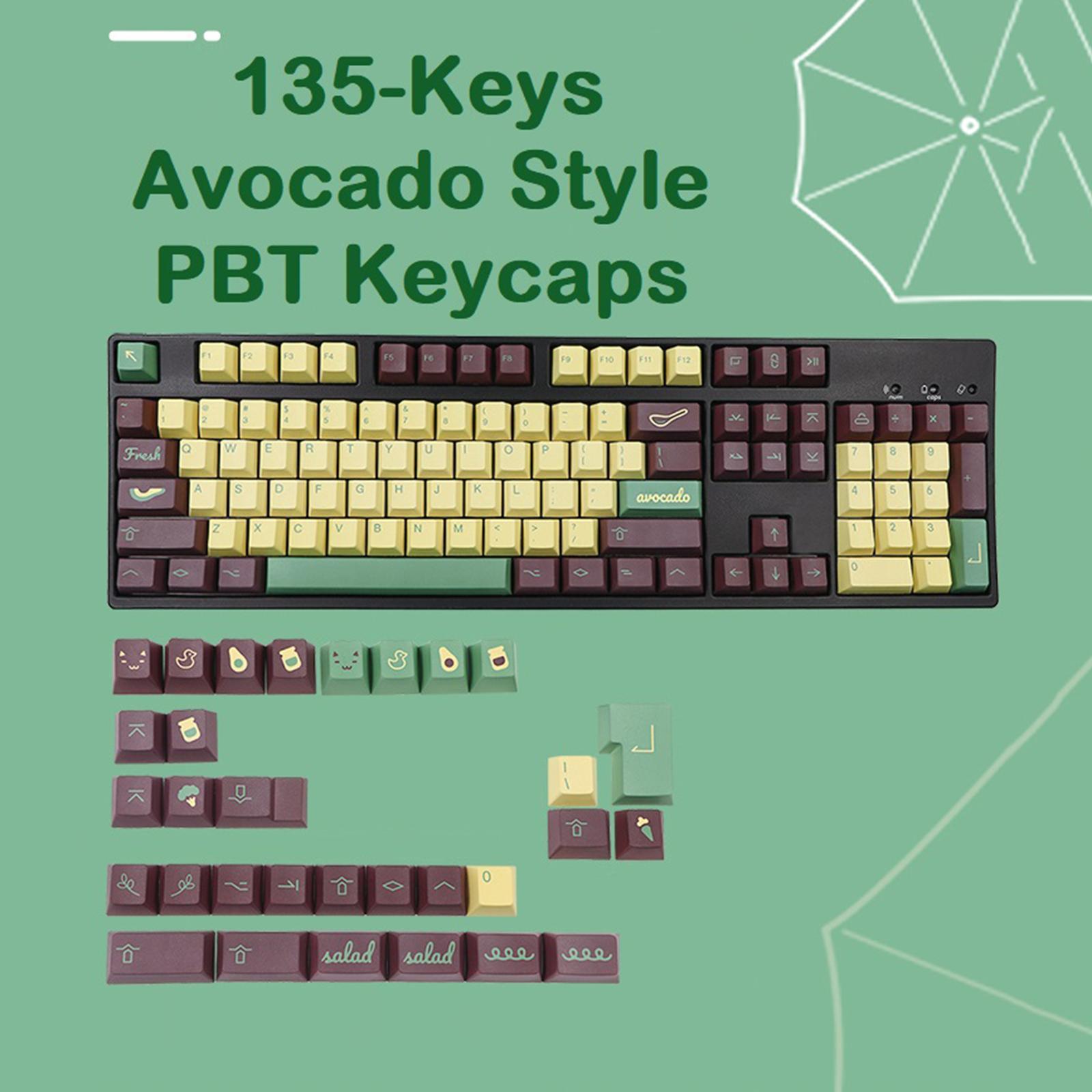 135 Keys Avocado Theme DYE-Sub PBT Keycaps Set for Cherry MX Keyboards