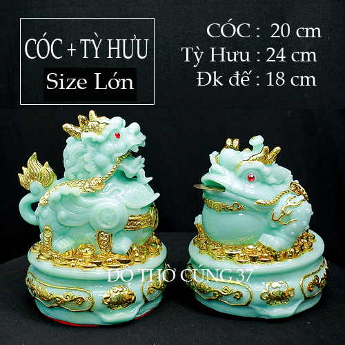 CÓC + TỲ HƯU phong thủy màu xanh [ Bột đá + composite ]