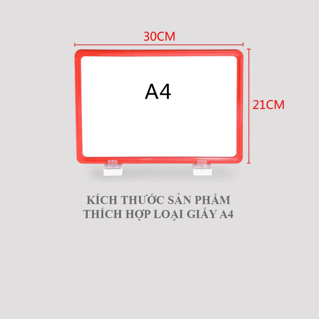 Khung bảng điền giá thông tin A4 kèm màng nhựa trong suốt và 2 hít nam châm (Màu giao ngẫu nhiên)