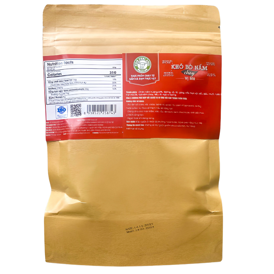 Khô Bò Nấm Chay Vị Mè 125g Nấm Tươi Cười