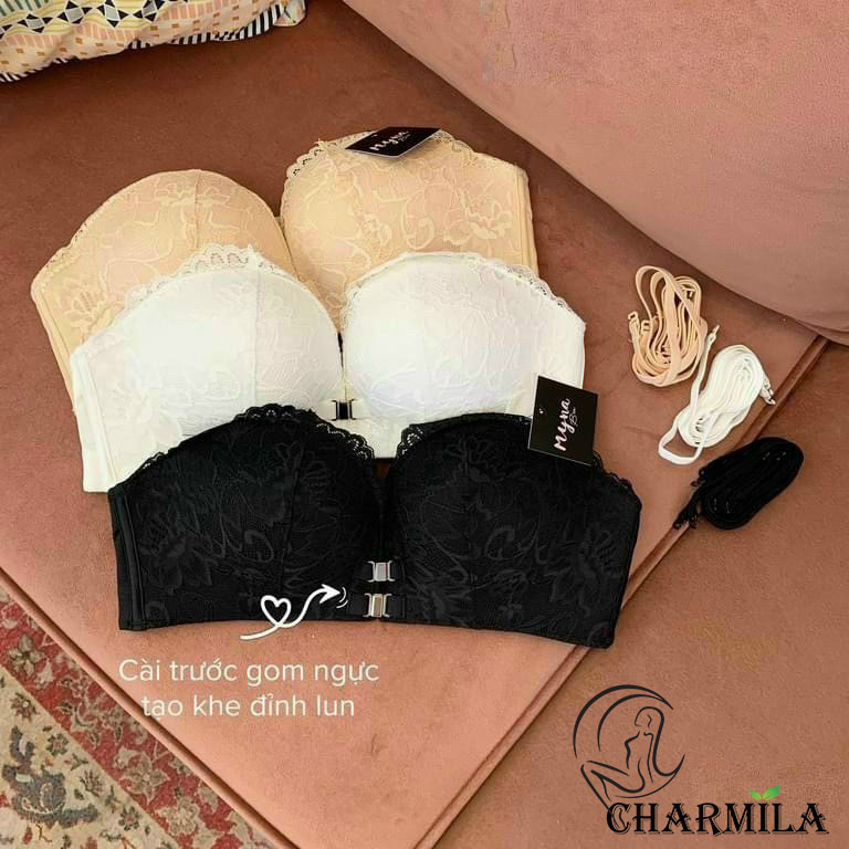 Áo ngực nữ cài trước chất ren phối su Charmila không gọng mã AN29