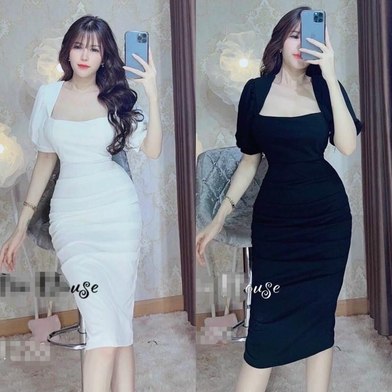 Giảm 16000 Đầm body cổ vuông tay dài chất thun gân thích hợp mặc đi tiệc  đi làm đi chơi phù hợp với mọi phong cách  tháng 72023  BeeCost