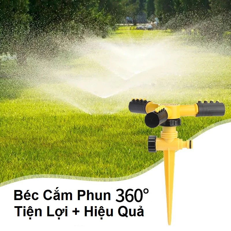 Đầu Tưới 3 Cánh Xoay 360° Có Chân Cắm, Vòi Phun 3 Cánh 360 độ Tiện Lợi và Hiệu Quả