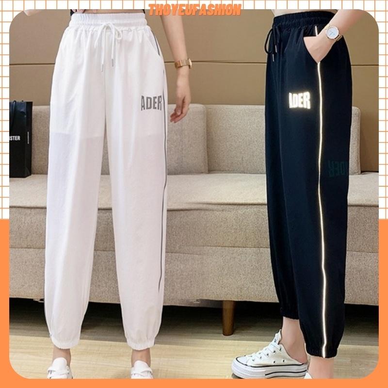 Quần Thể Thao Điều Hòa Nhiệt Độ, Quần Joggers In Chữ Viền Phản Quang Cho Nữ M684