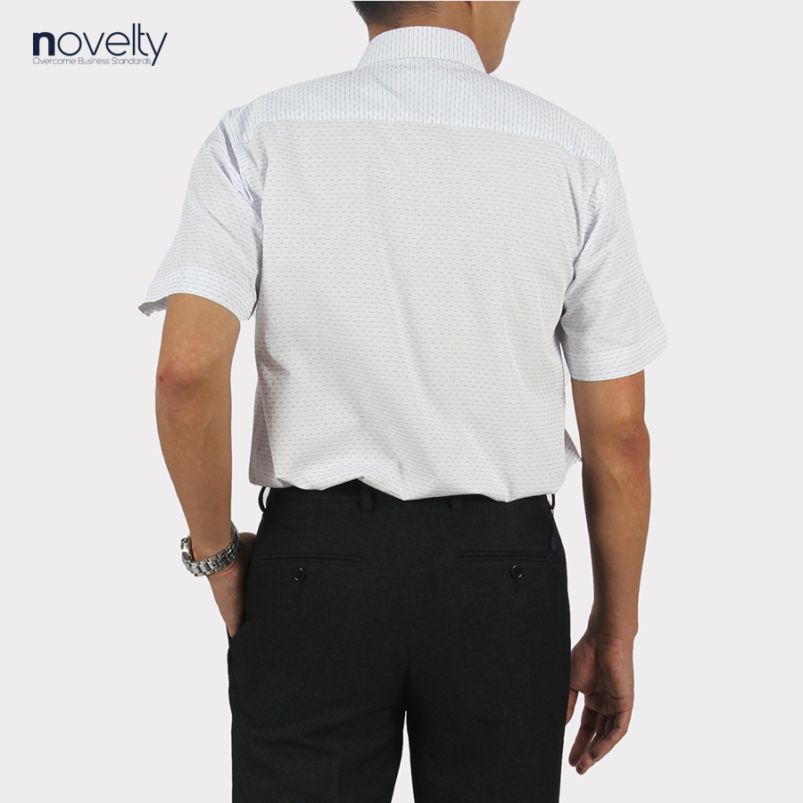 Áo sơ mi nam ngắn tay Novelty vải dừa thoáng mát Casual hoa văn NSMMINMCNB220784N
