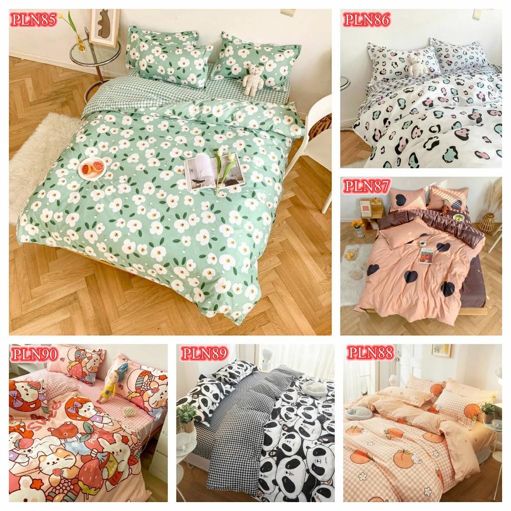 Trọn Bộ 4 Món Chăn Ga Gối Cotton Poly Nhập Mẫu GẤU TRÚC KẺ CARO đủ kích thước