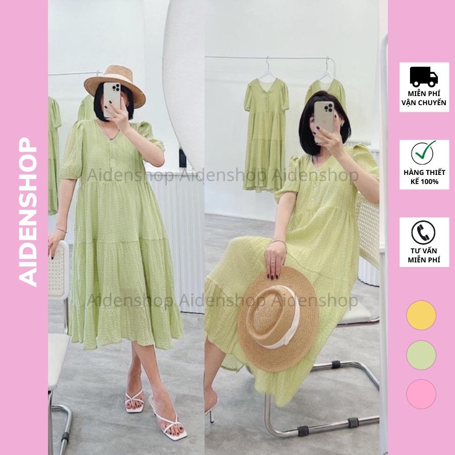 Váy bầu thời trang đẹp mùa hè mát Aidenshop đầm bầu công sở midi