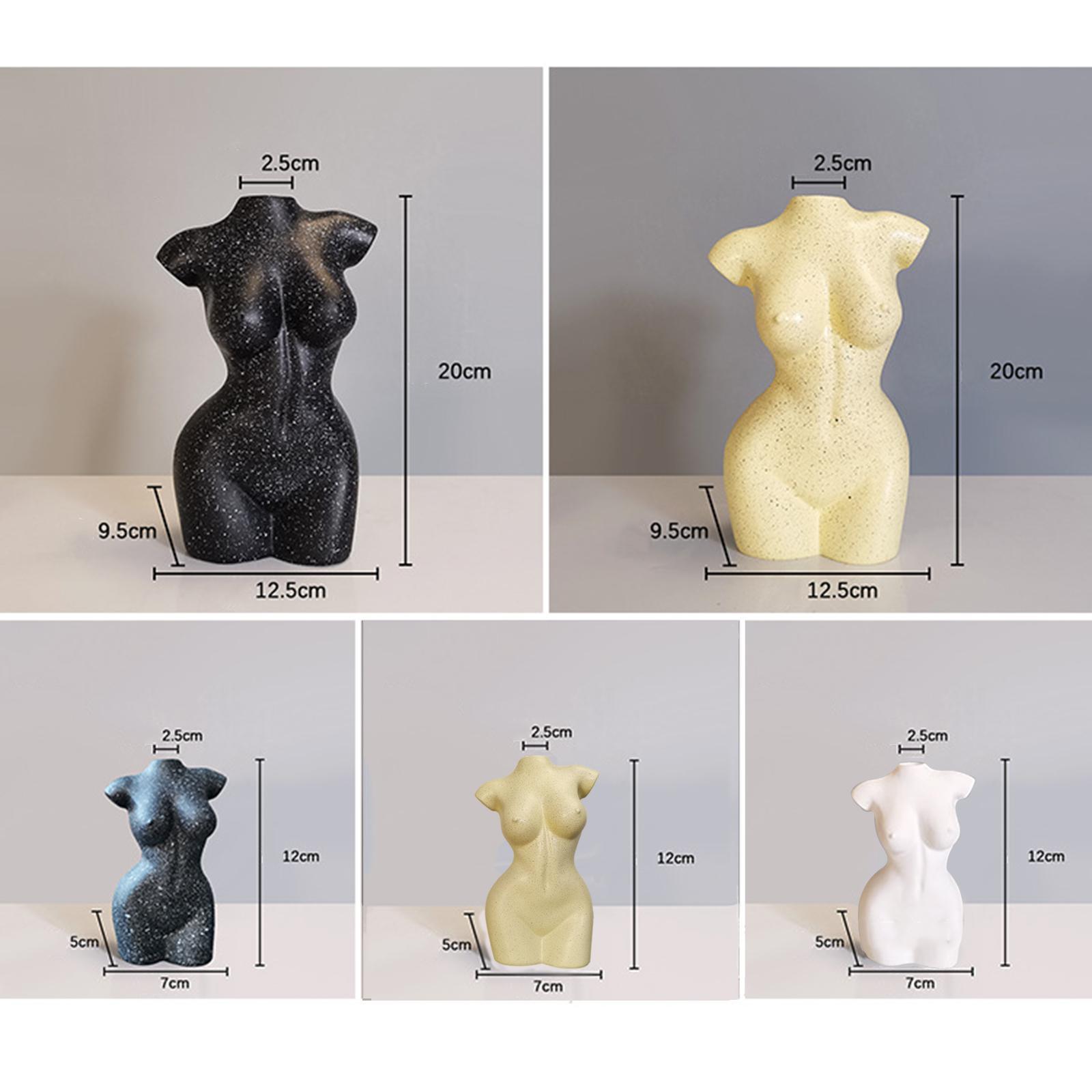 Resin Female Body Vase Resin Plants Pot Women Statues Desktop Ornament Decor