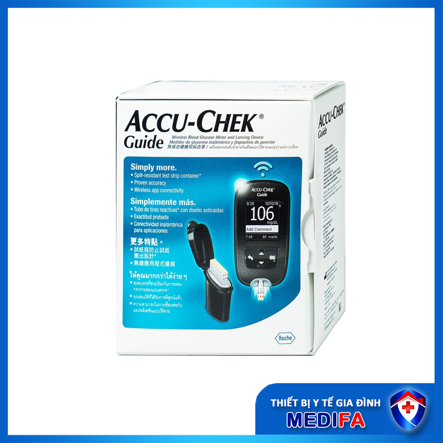 [BH Trọn Đời] Máy Đo Đường Huyết ACCU-CHEK Guide Kèm Dụng Cụ Lấy Máu FastClix &amp; Trụ 6 Kim