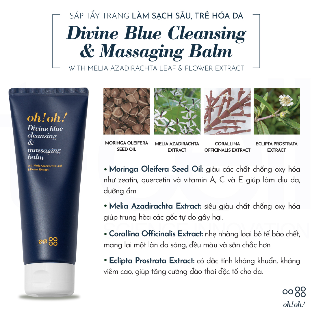 Sáp Tẩy Trang oh!oh! Divine Blue Cleansing &amp; Massaging Balm (150ml)