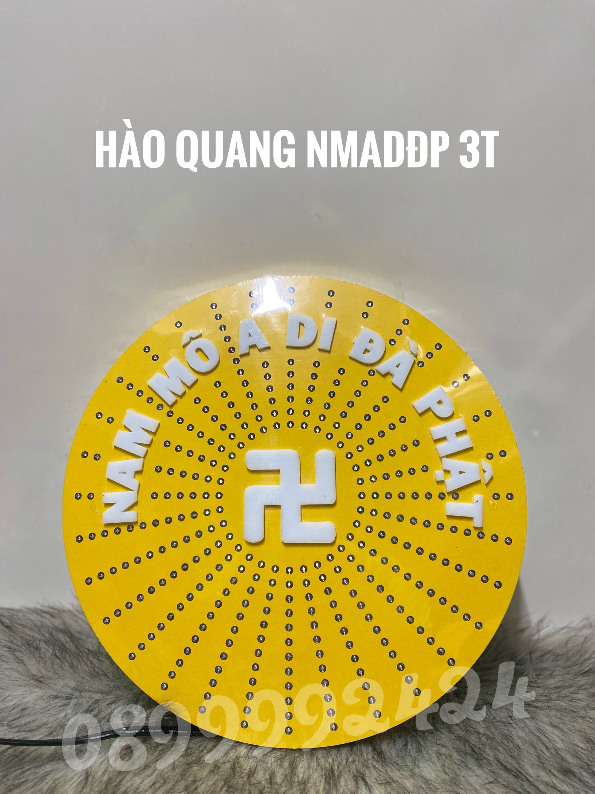 ĐÈN THỜ HÀO QUANG LED NAM MÔ A DI ĐÀ PHẬT 30CM