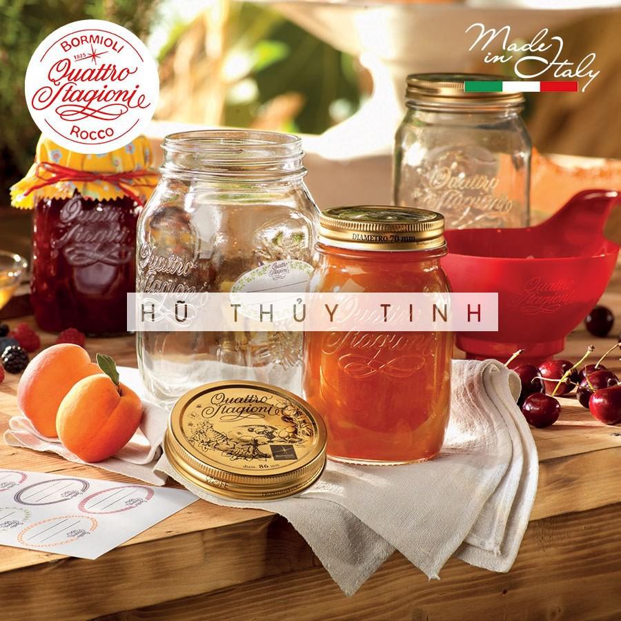 Hũ thủy tinh nắp vặn Quattro 1500ml-1000ml-700ml-500ml-250ml-150ml (Bormioli Rocco) MADE IN ITALY