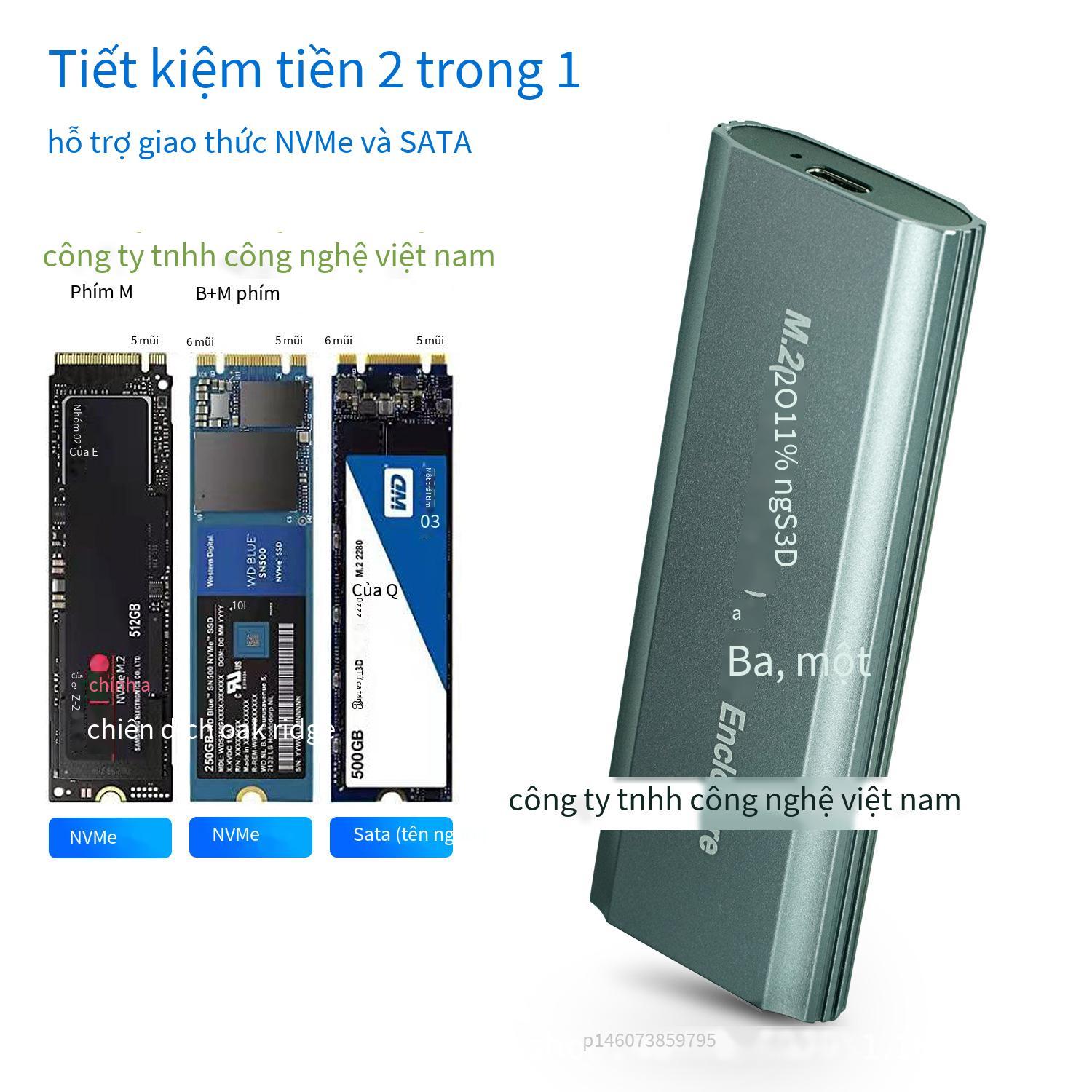 Hộp đĩa cứng M.2 giá thấp nhất Hộp đĩa cứng đa năng giao thức kép giao thức kép PCIe NVMe và NGFF SATA tốc độ cao 10Gbps