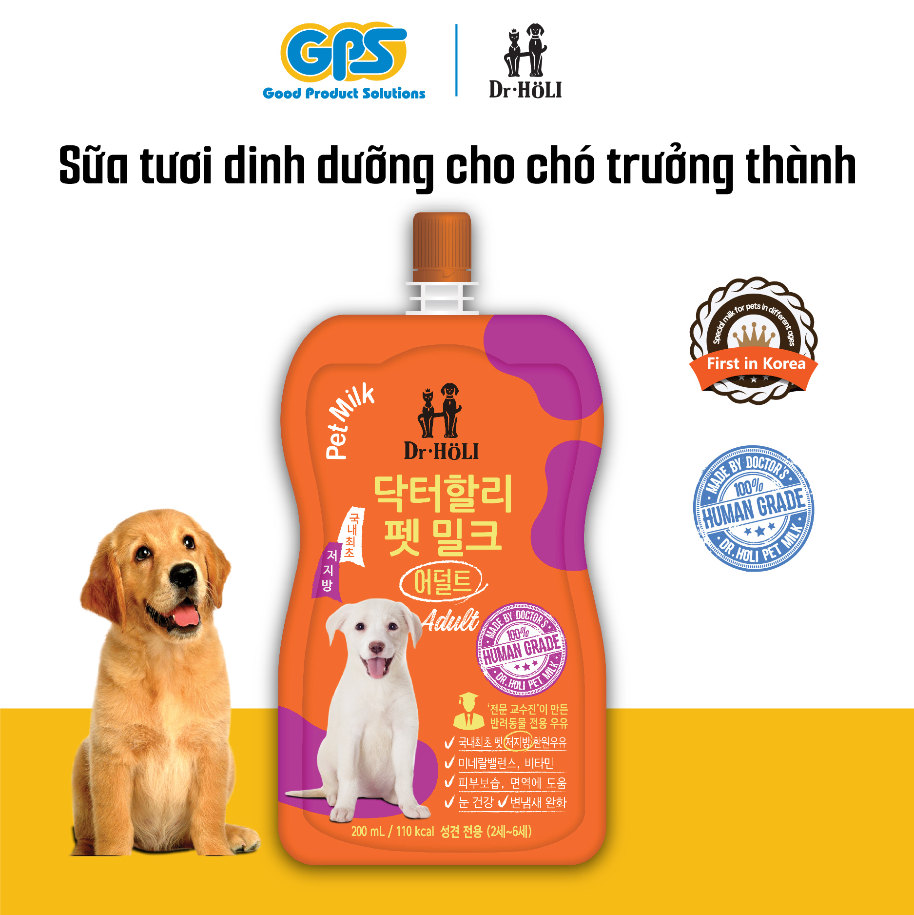 SỮA TƯƠI DINH DƯỠNG DÀNH CHÓ TRƯỞNG THÀNH Dr.HOLI PET MILK ADULT 200ML