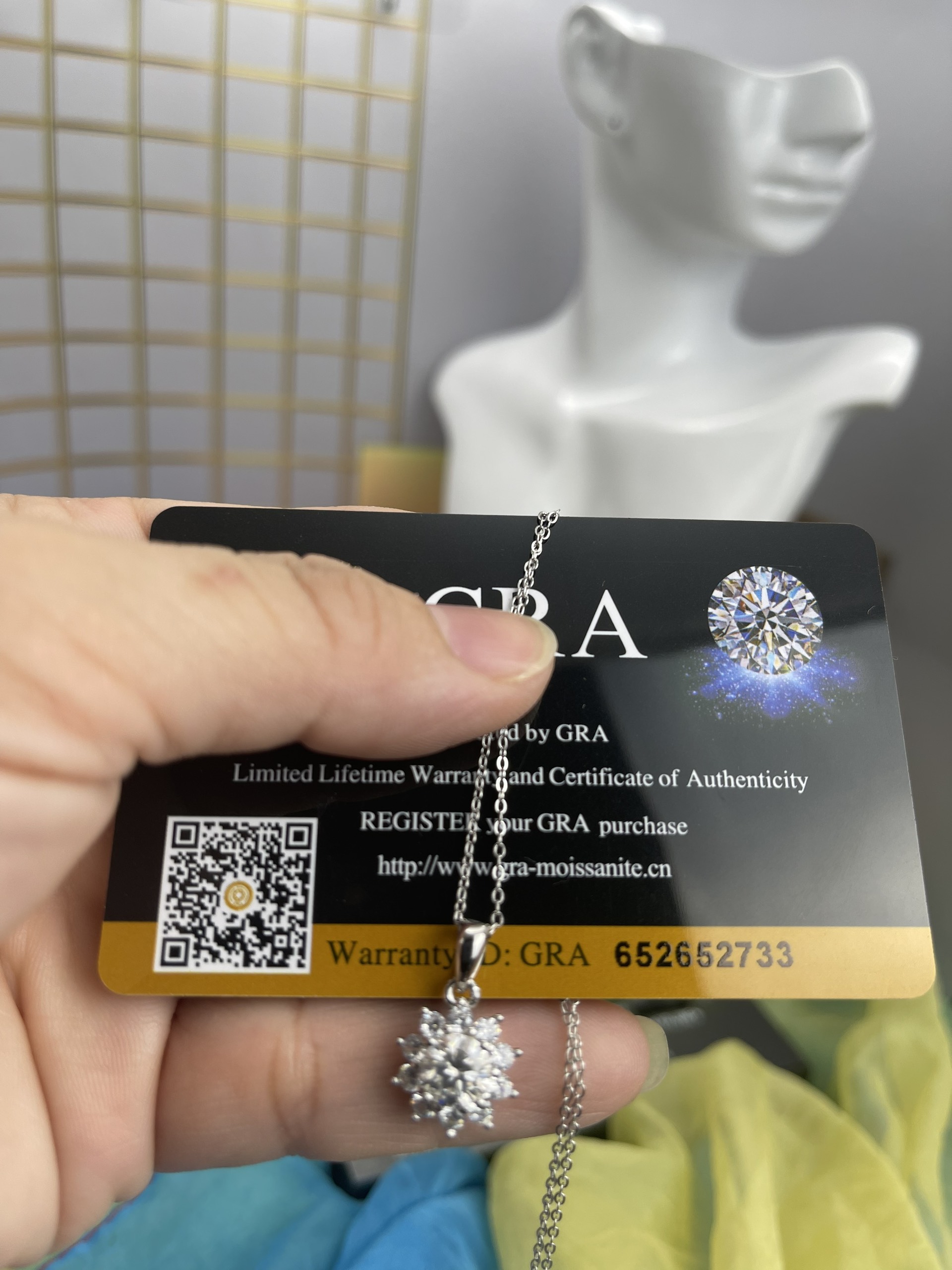 Dây chuyền Moissanite 1ct Kim Cương nhân tạo và Bạc 925 xi Bạch Kim N1177