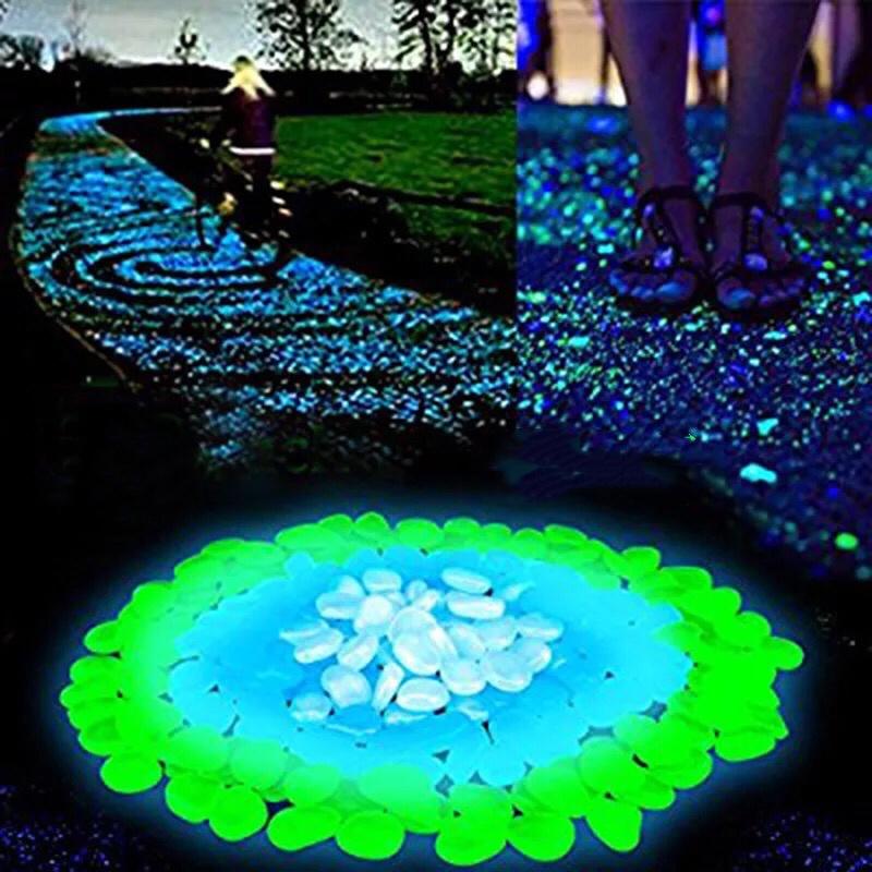 Combo 20 viên sỏi dạ quang phát sáng trang trí lối đi, sân vườn, hồ cá