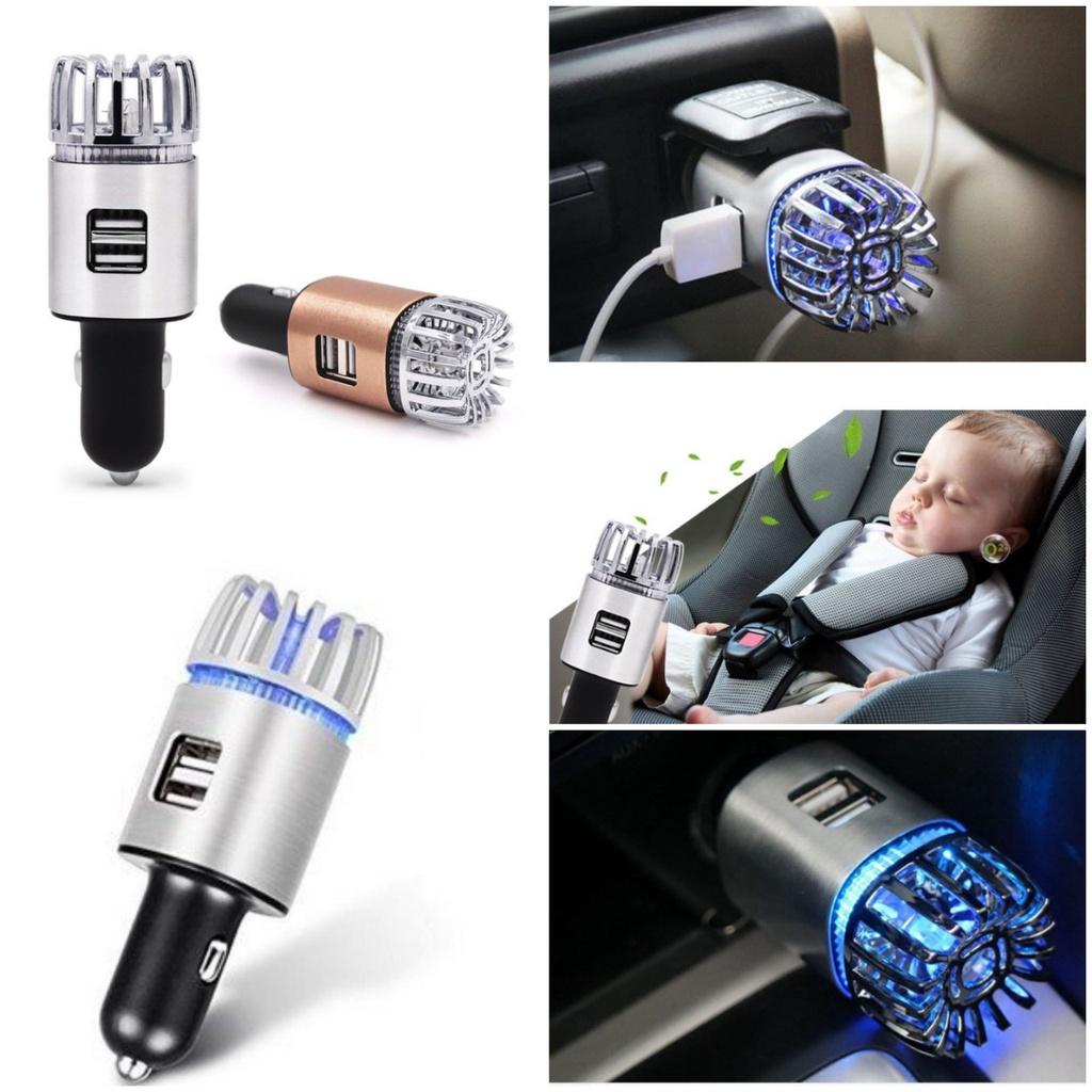 Máy tạo ion lọc không khí ô tô công nghệ mới siêu kháng khuẩn khử mùi kèm 2 công sạc điện thoại hàng cao câp