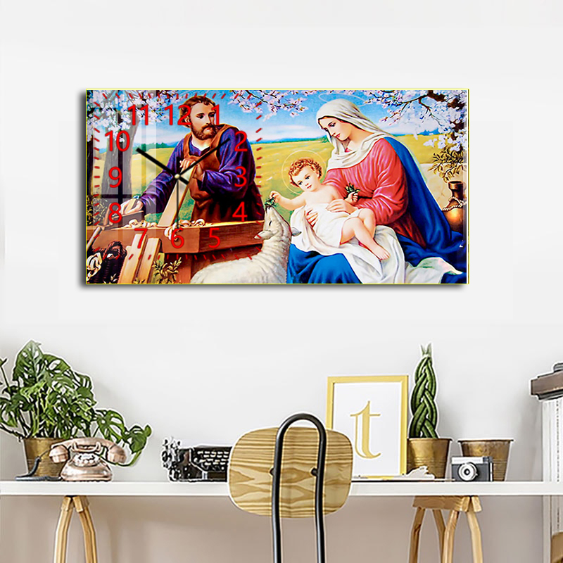 Tranh Đồng Hồ Treo Tường Trang Trí - Đồng Hồ Họa Tiết Công Giáo Cao Cấp