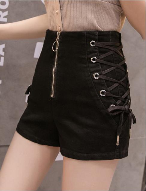 Quần short kaki dây kéo trước dây hông mt338