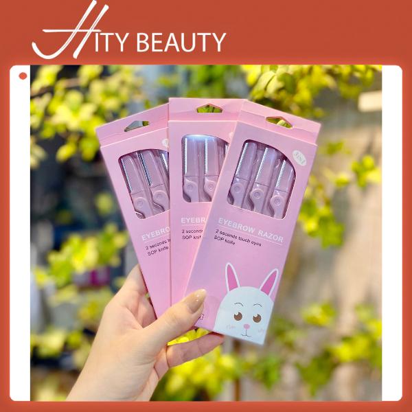 Set hộp 3 dao cạo Thỏ Hồng dùng cạo lông mày cạo râu cao cấp - Hity Beauty