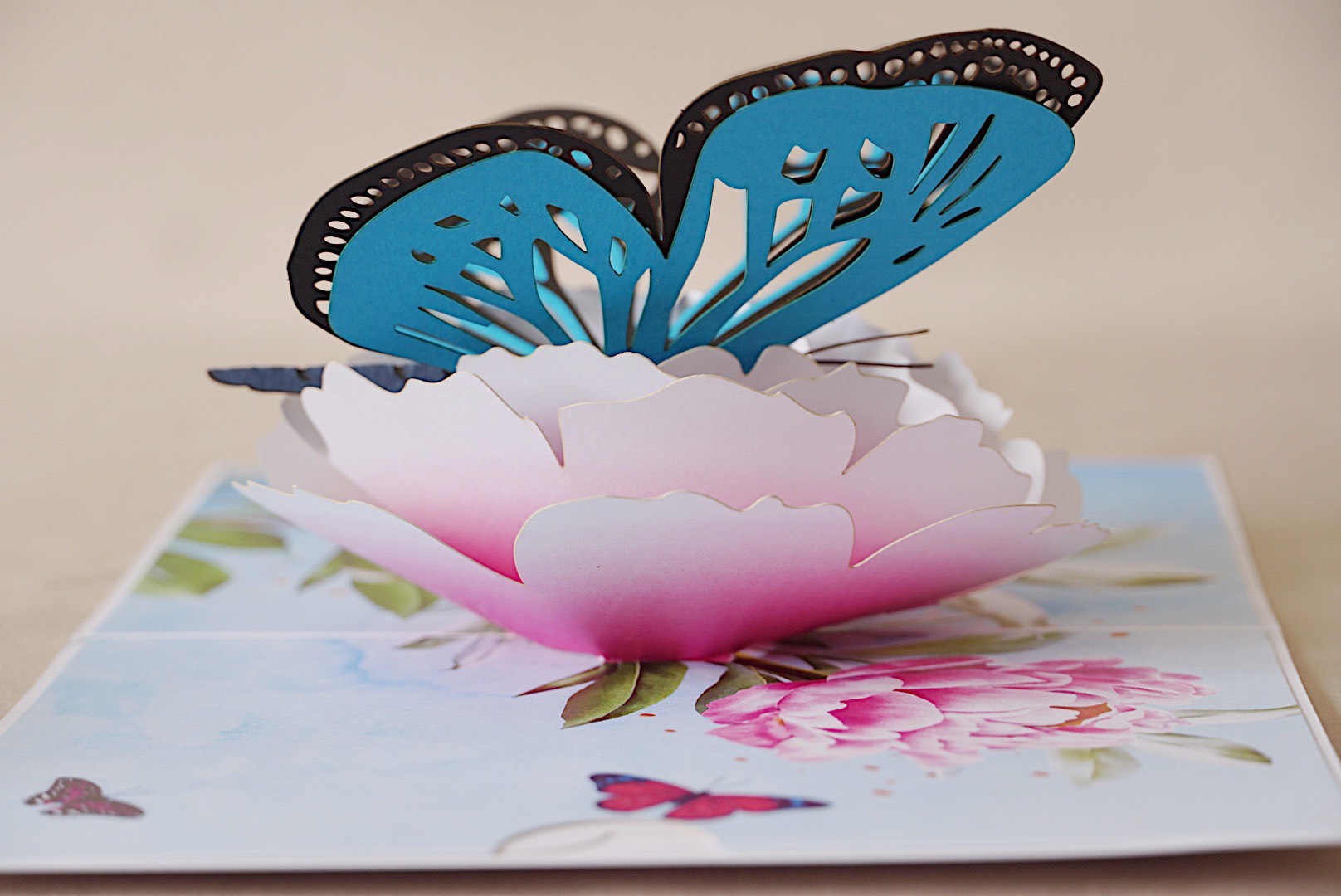 A17 -  Thiệp 3D Bươm Bướm Xanh – Pop Up Card Viethands Giftshop