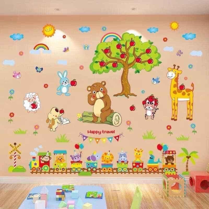 Bộ Combo Decal dán tường - Táo Lớn phối Xe lửa 01