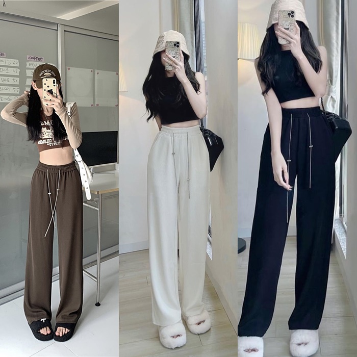 QUẦN NHUNG SUÔNG ỐNG RỘNG LƯNG THUN