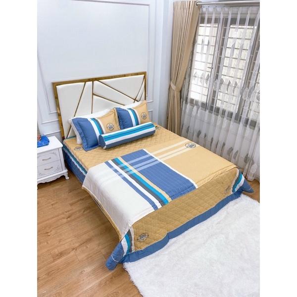 Bộ Ga gối chăn hè Cotton cao cấp, ga phủ trần bông