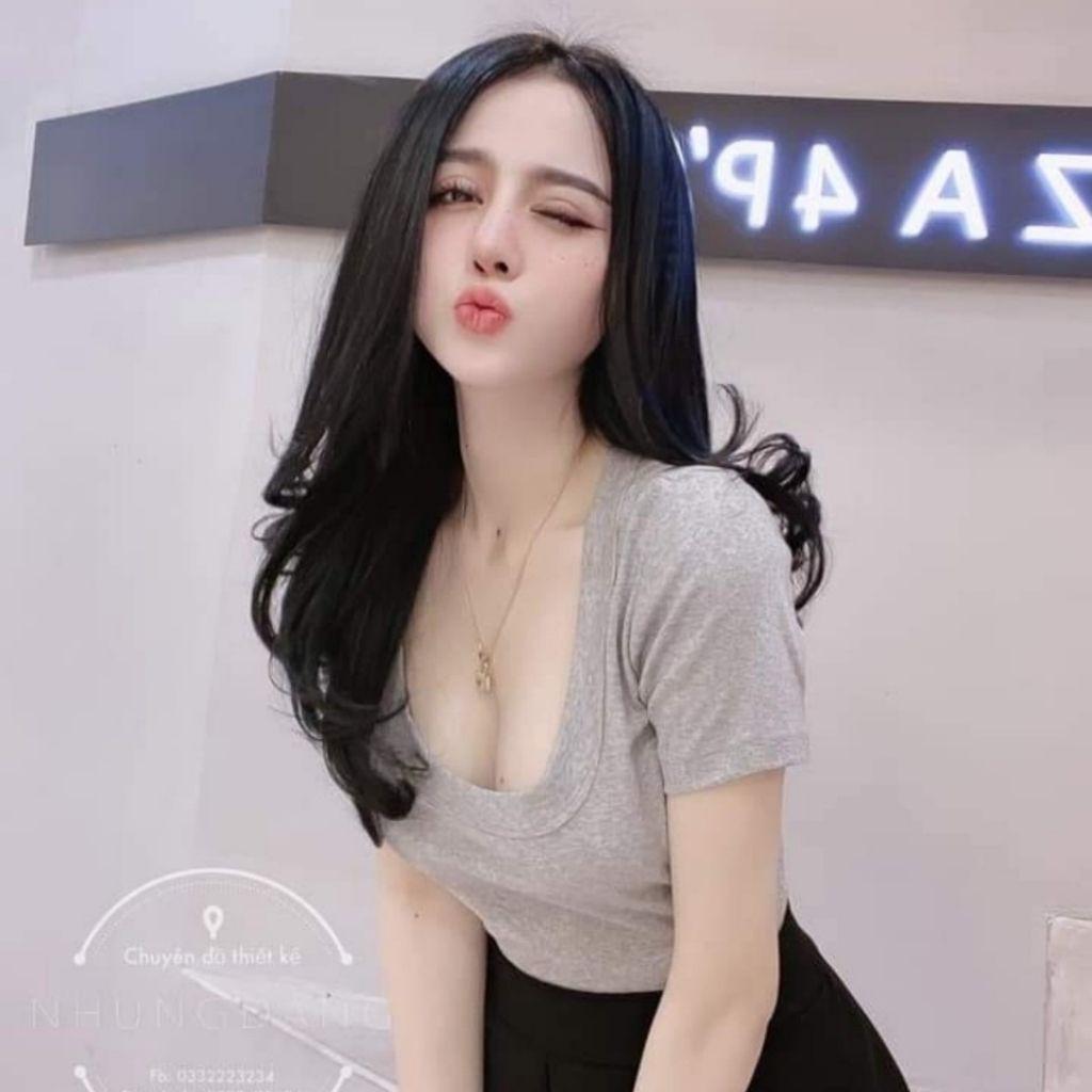 Áo cộc phông nữ cổ vuông, áo thun nữ cổ vuông ôm người siêu xinh - H&N Store