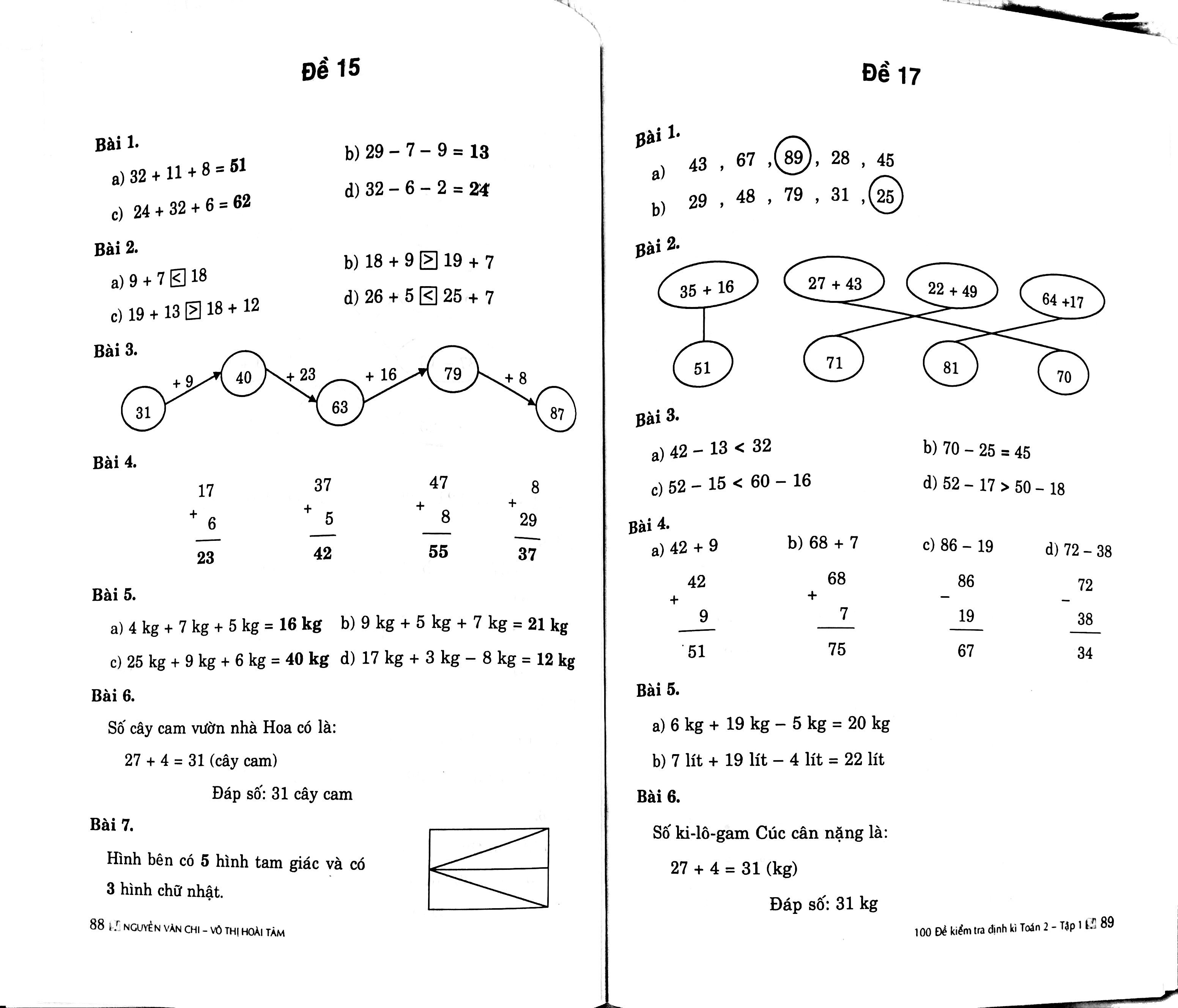 100 Đề Kiểm Tra Định Kì Toán Lớp 2 - Tập 1