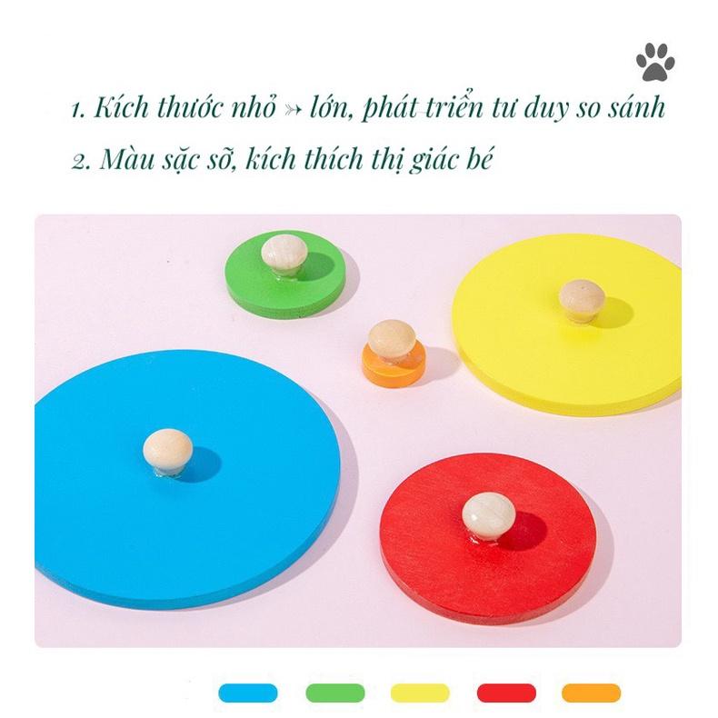 Giáo cụ Montessori - Bảng núm hình học bằng gỗ cho bé