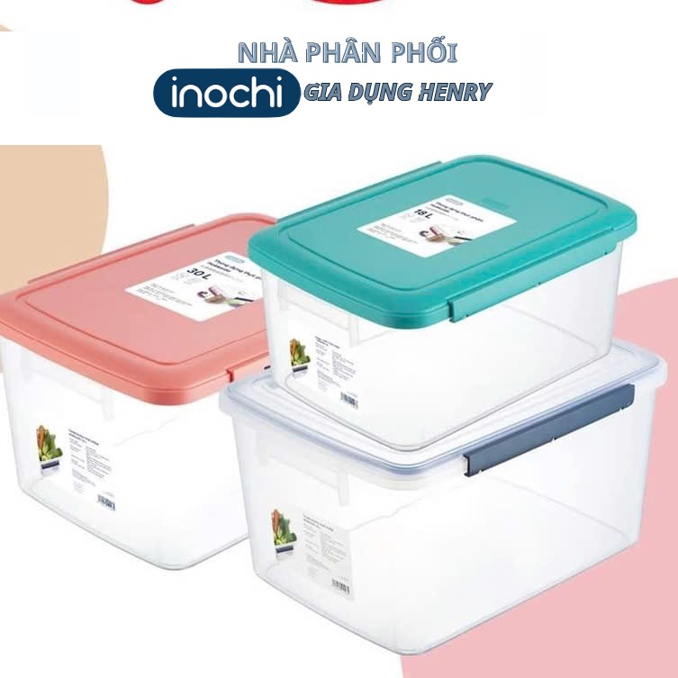Thùng nhựa trong suốt có nắp Hokkaido Inochi 10L - 18L - 30L đựng đồ, thực phẩm các loại - Nhựa PP nguyên sinh an toàn chắc chắn