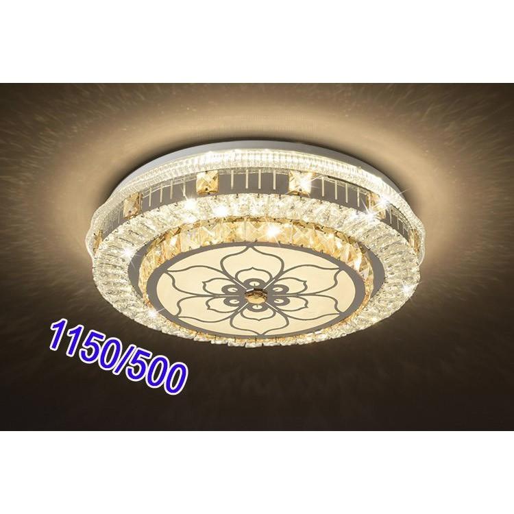 Đèn ốp trần pha lê đèn trang trí phòng ngủ  phòng khách 3 chế độ anh sáng kèm điều khiển từ xa