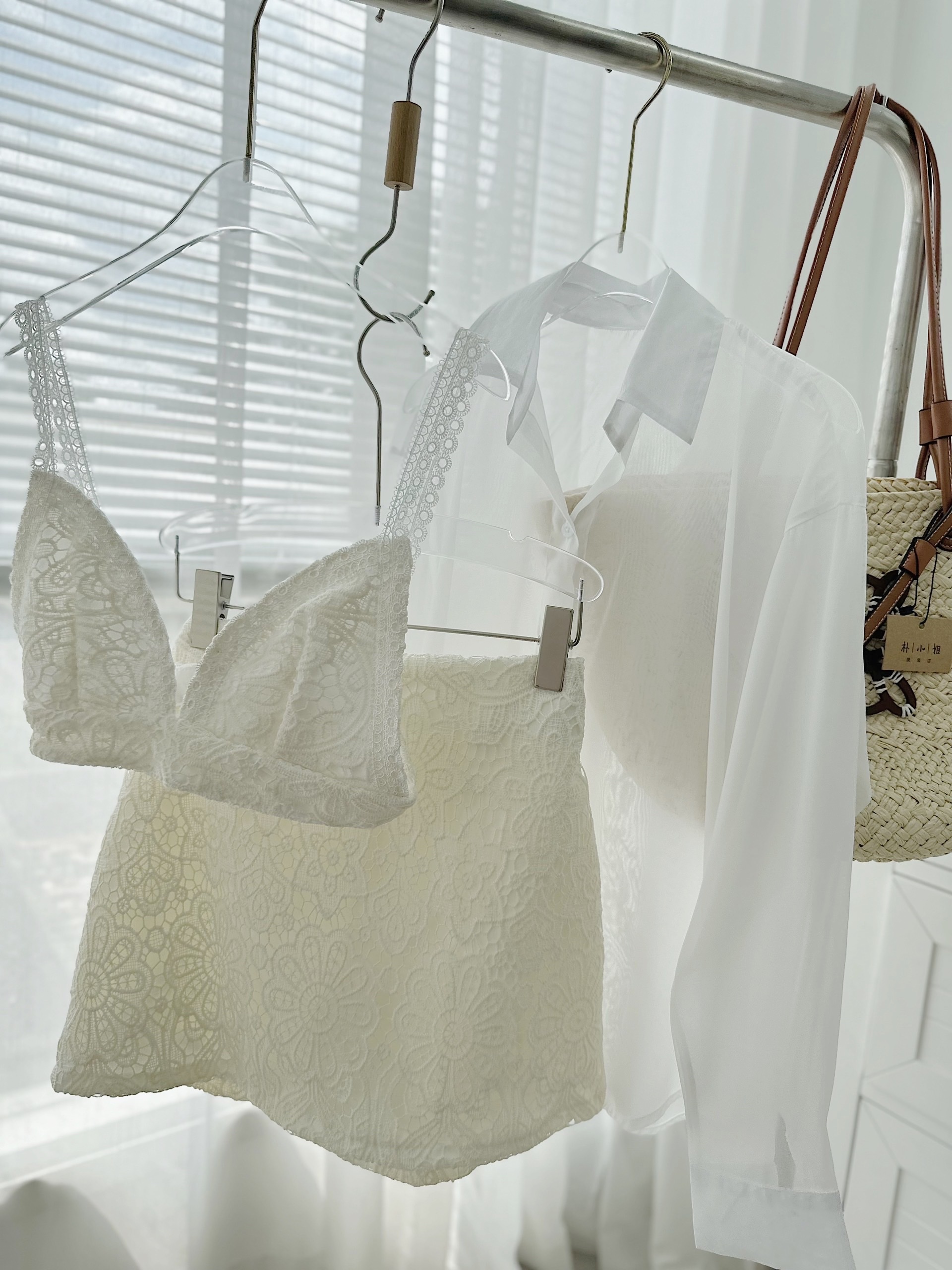 SET ÁO BIKINI BRA DÂY CROPTOP REN ĐI BIỂN + ÁO SƠ MI VOAN XUYÊN THẤU + CHÂN VÁY NGẮN CHỮ A ĐI TIỆC DẠO PHỐ ĐI CHƠI