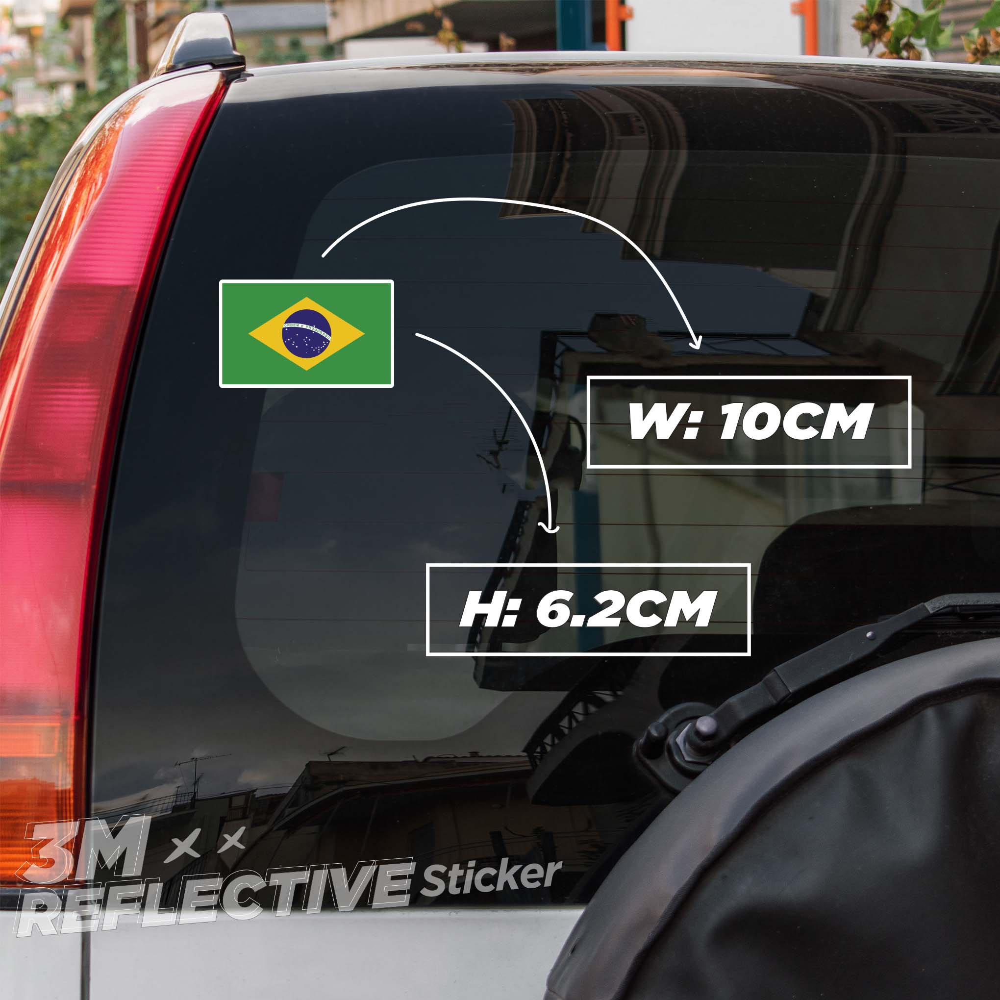BRAZIL FLAG 3M - Reflective Sticker Die-cut Hình dán phản quang thương hiệu STICKER FACTORY