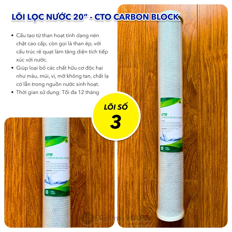 Bộ 3 Lõi Lọc Nước 20 inch 1-2-3, Lọc Thô Đầu Nguồn, Sinh Hoạt, Tiền Lọc 123 20in - Hàng Chất Lượng