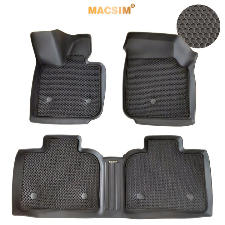 Thảm 2 lớp dạng lưới lục giác Vinfast VF7 (đen) 3 - bề mặt cao su siêu sạch - Macsim