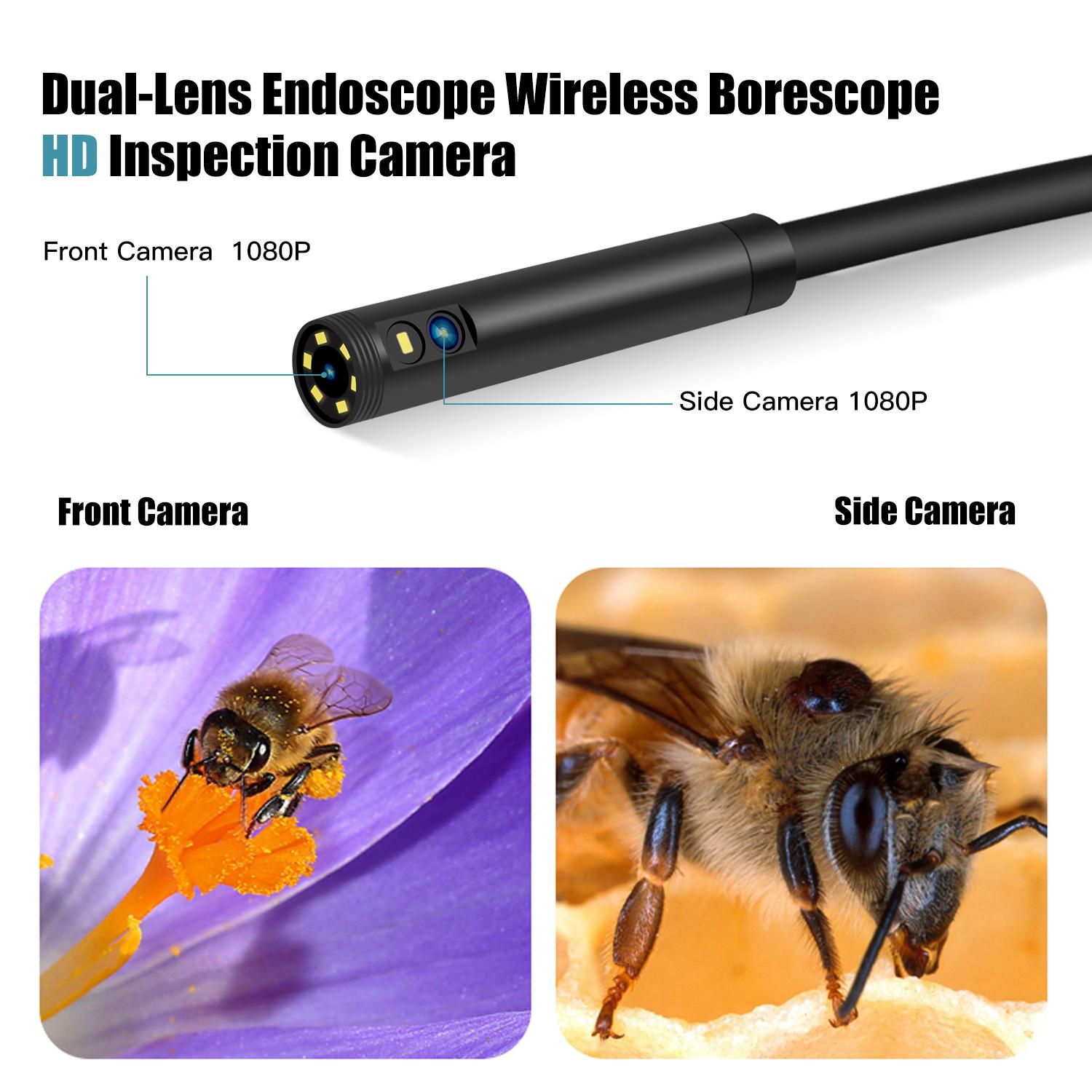 Dearsee Camera Nội Soi Kép 8Mm HD 1080P WiFi Công Nghiệp Máy Nội Soi 6 LED Rắn Camera Nội Soi Cho Android/IOS/Điện Thoại