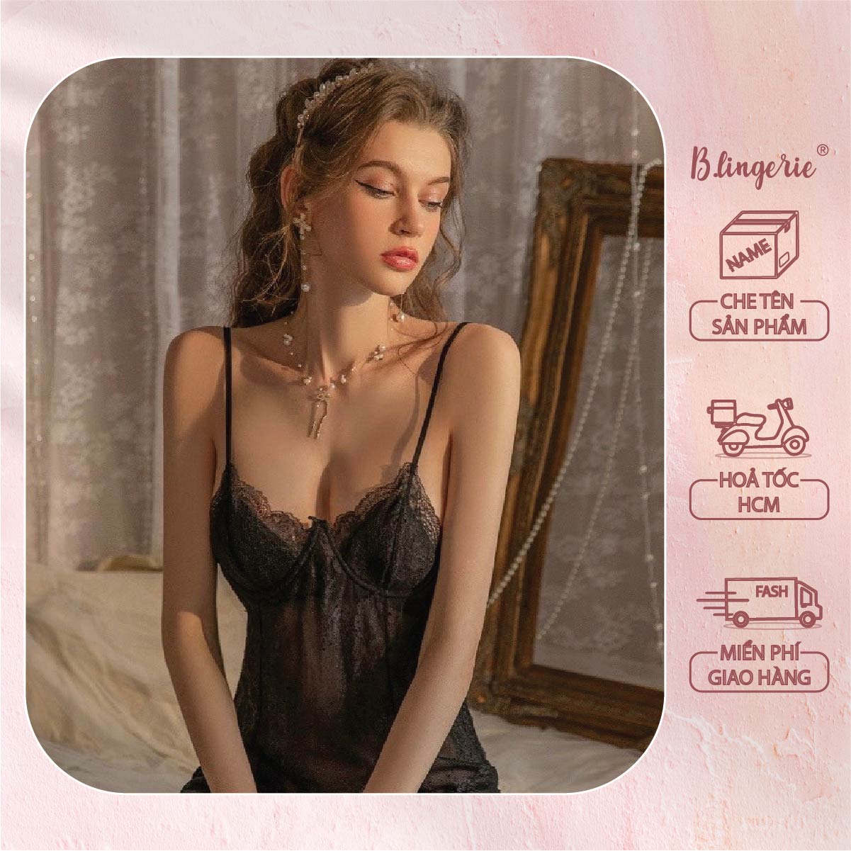 Váy Ngủ Ren Xuyên Thấu Quyến Rũ (Không kèm áo choàng) - B.Lingerie