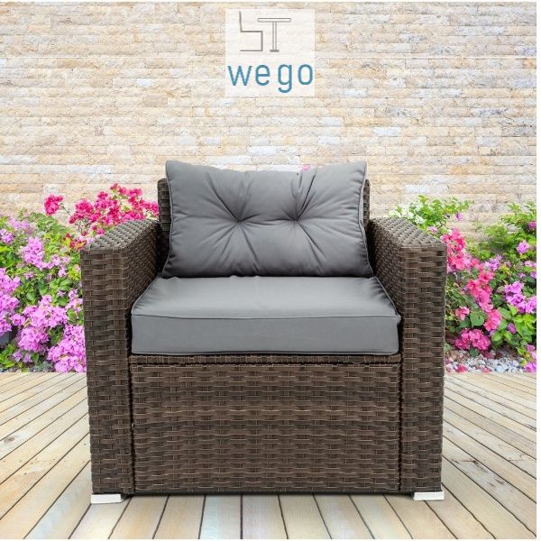 WEGO Ghế sofa mây nhựa ngoài trời/ sân vườn/ hồ bơi/ sofa ban công //Outdoor Furniture Rattan Sofa Rattan Chair Garden Outdoor Chair