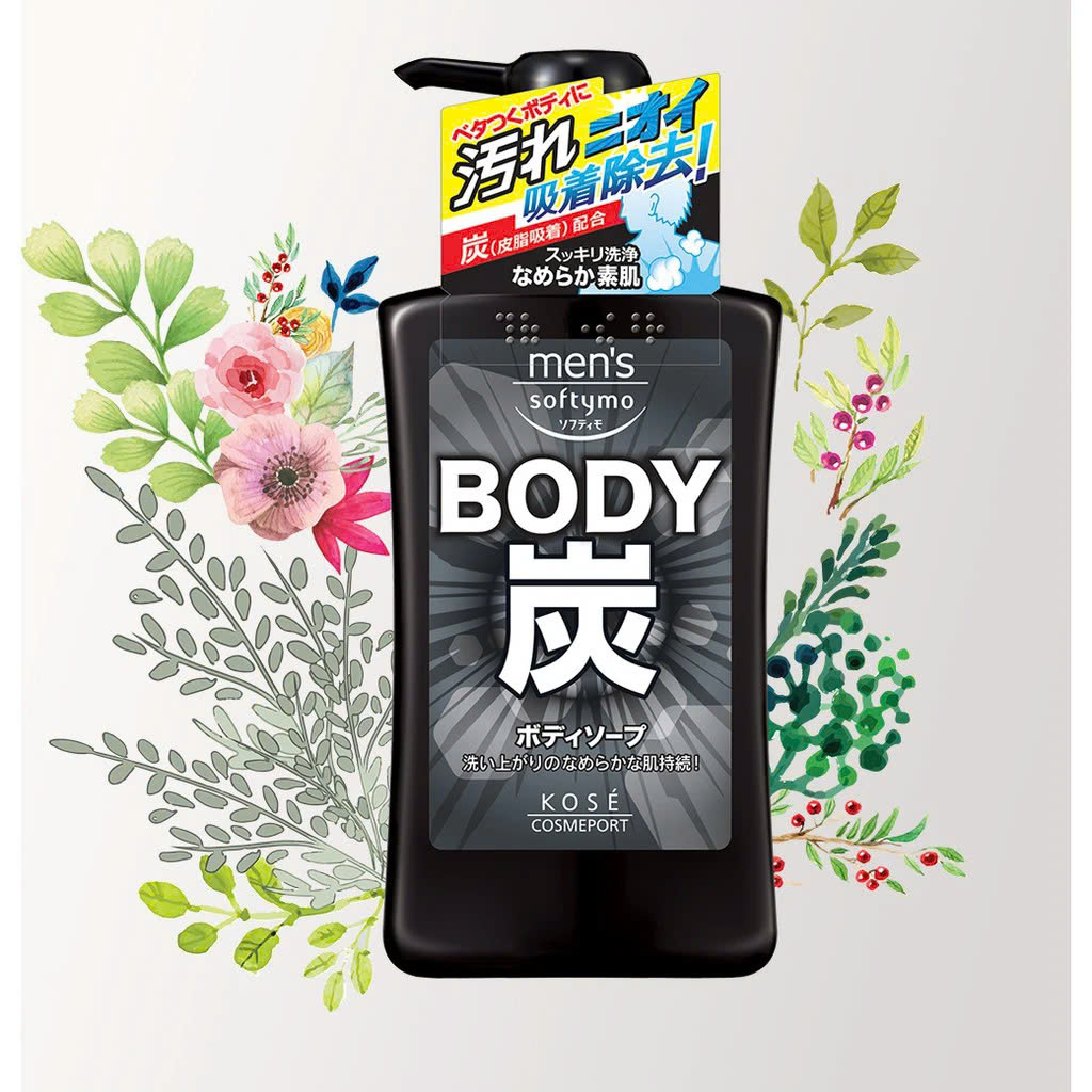 Sữa Tắm Than Hoạt Tính Dành Cho Nam Kosé Cosmeport Men's Softymo Body Soap S (550ML)